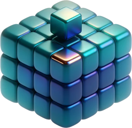 A grid of cubes with one raised above the rest.
