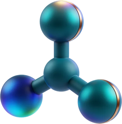 Three spheres joined into a small graph.